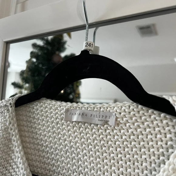 241 Fabiana Filippi Crochet Knit Cardigan Blouse Size Medium Color White - Picture 2 of 4